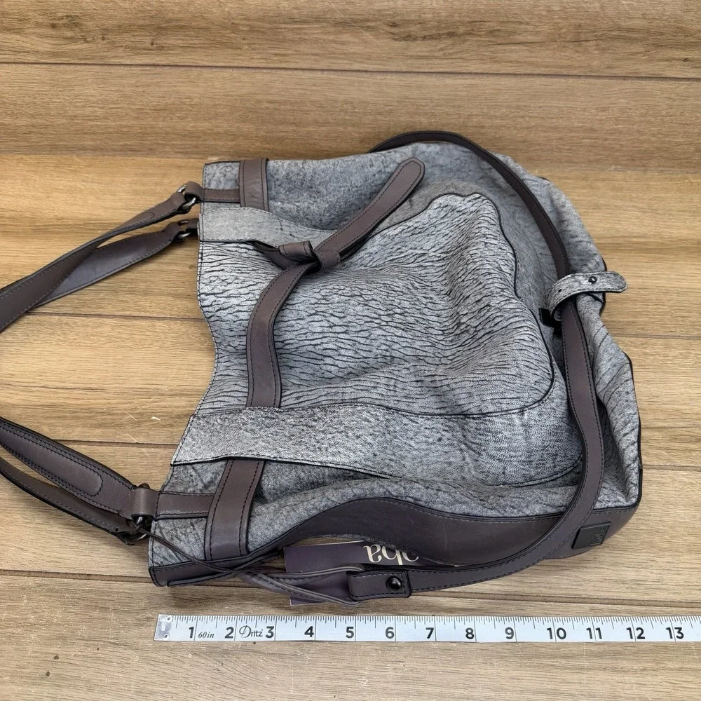 Kooba Gray Slouchy Leather Hobo Shoulder Bag Large Purse Y2K Boho Tote NWT